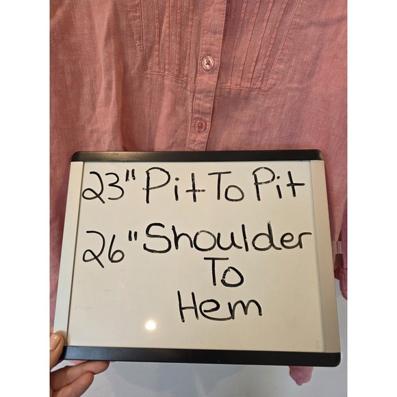 Kim Rogers Pink Button Down Tunic Sz XL Linen Cotton Breathable Quiet Luxury - Picture 4 of 5